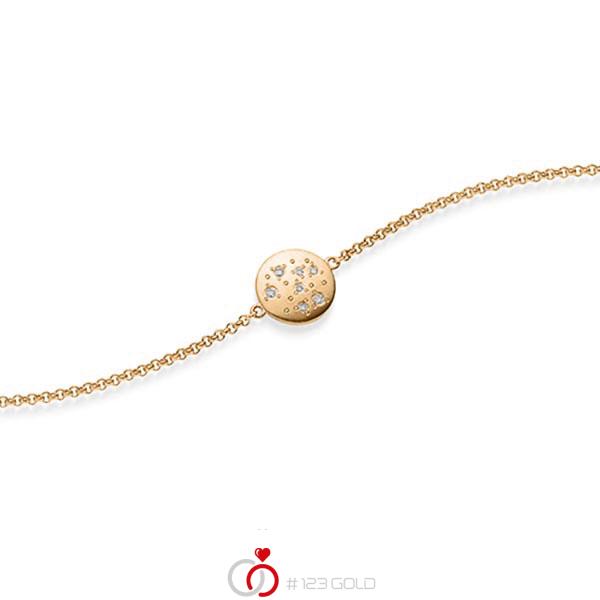 Armband mit Anhänger in Roségold 585 mit zus. 0,05 ct. tw, si von acredo - A-1871-1 Armband mit Anhänger in Roségold 585 mit zus. 0,05 ct. tw, si von acredo - A-1871-1