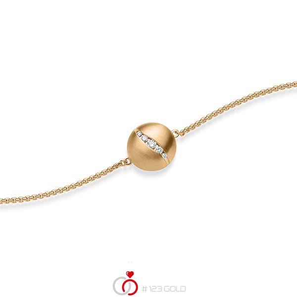Armband mit Anhänger in Roségold 585 mit zus. 0,076 ct. tw, si von acredo - A-1869-4 Armband mit Anhänger in Roségold 585 mit zus. 0,076 ct. tw, si von acredo - A-1869-4