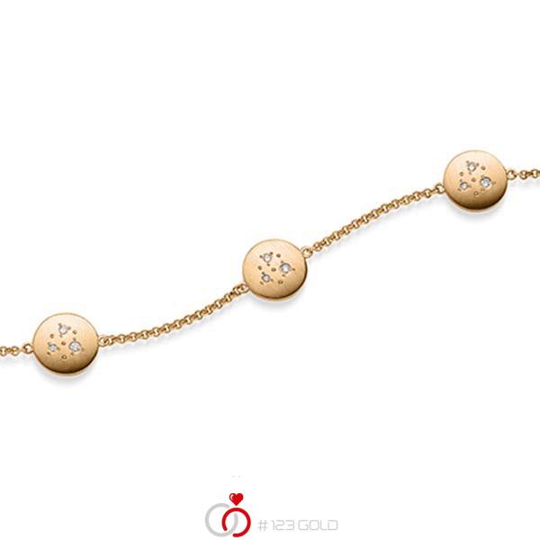 Armband mit Anhänger in Roségold 585 mit zus. 0,09 ct. tw, si von acredo - A-1870-1 Armband mit Anhänger in Roségold 585 mit zus. 0,09 ct. tw, si von acredo - A-1870-1