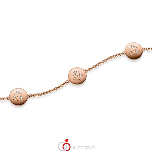 Armband mit Anhänger in Rotgold 585 mit zus. 0,09 ct. tw, si von acredo - A-1870-4 Armband mit Anhänger in Rotgold 585 mit zus. 0,09 ct. tw, si von acredo - A-1870-4