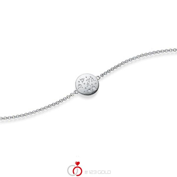 Armband mit Anhänger in Weissgold 585 mit zus. 0,05 ct. tw, si von acredo - A-1871-3 Armband mit Anhänger in Weissgold 585 mit zus. 0,05 ct. tw, si von acredo - A-1871-3