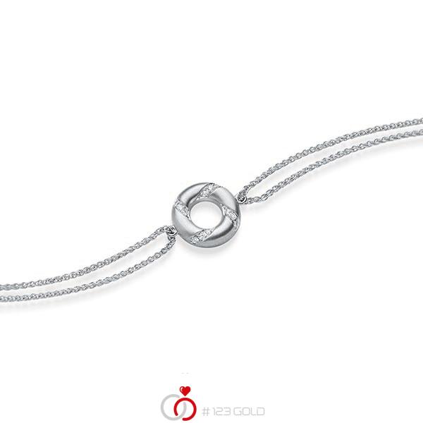 Armband mit Anhänger in Weissgold 585 mit zus. 0,06 ct. tw, si von acredo - A-1868-1 Armband mit Anhänger in Weissgold 585 mit zus. 0,06 ct. tw, si von acredo - A-1868-1