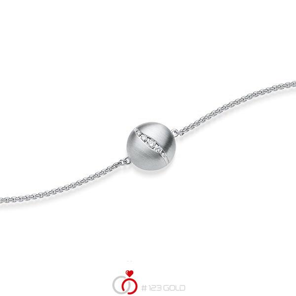 Armband mit Anhänger in Weißgold 585 mit zus. 0,076 ct. tw, si von acredo - A-1869-1 Armband mit Anhänger in Weißgold 585 mit zus. 0,076 ct. tw, si von acredo - A-1869-1