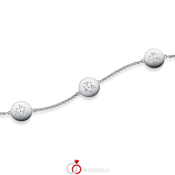 Armband mit Anhänger in Weissgold 585 mit zus. 0,09 ct. tw, si von acredo - A-1870-2 Armband mit Anhänger in Weissgold 585 mit zus. 0,09 ct. tw, si von acredo - A-1870-2