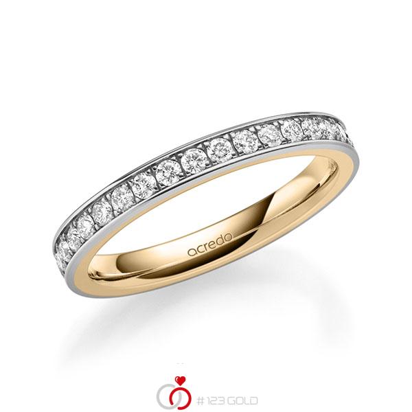 bicolor Memoire-Trauring/Ehering in außen Graugold 585 , innen Roségold 585 halbausgefasst mit zus. 0,34 ct. Brillant tw, si von acredo - A-1679-12 bicolor Memoire-Trauring/Ehering in außen Graugold 585 , innen Roségold 585 halbausgefasst mit zus. 0,34 ct. Brillant tw, si von acredo - A-1679-12