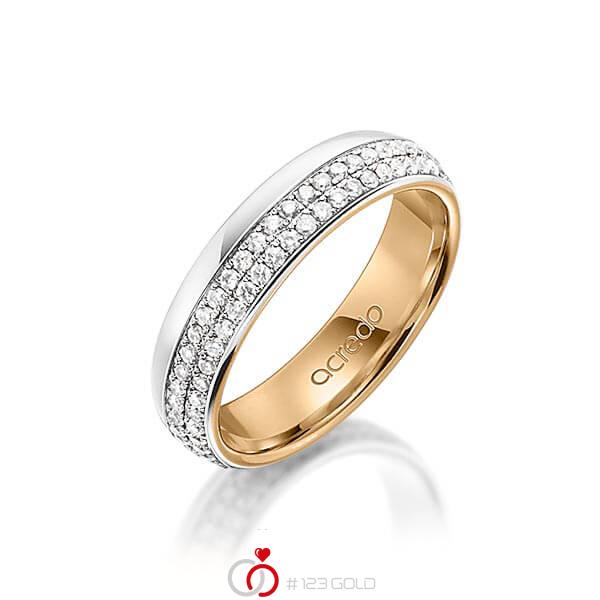bicolor Memoire-Trauring/Ehering in außen Graugold 585 , innen Roségold 585 vollausgefasst mit zus. 0,752 ct. Brillant tw, si von acredo - A-1560-3 bicolor Memoire-Trauring/Ehering in außen Graugold 585 , innen Roségold 585 vollausgefasst mit zus. 0,752 ct. Brillant tw, si von acredo - A-1560-3