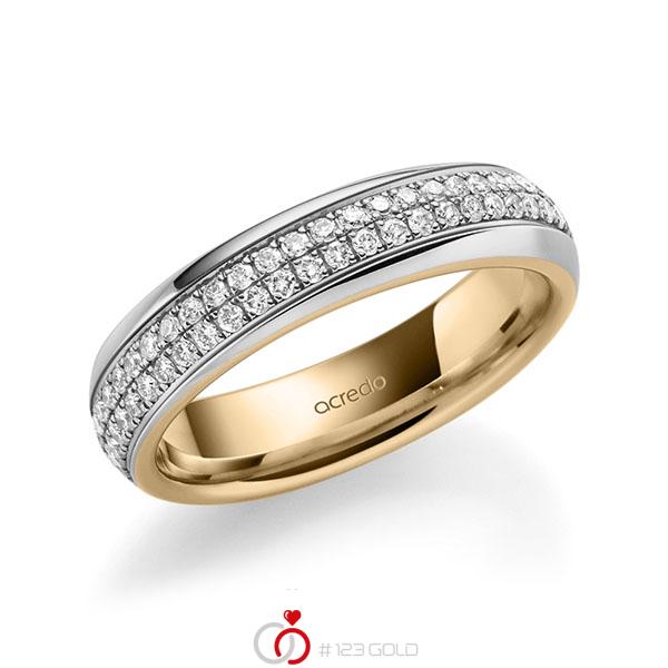 bicolor Memoire-Trauring/Ehering in außen Graugold 585 , innen Roségold 585 vollausgefasst mit zus. 0,768 ct. Brillant tw, si von acredo - A-1624-12 bicolor Memoire-Trauring/Ehering in außen Graugold 585 , innen Roségold 585 vollausgefasst mit zus. 0,768 ct. Brillant tw, si von acredo - A-1624-12