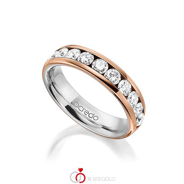 bicolor Memoire-Trauring/Ehering in aussen Rotgold 750 , innen Platin 950 halbausgefasst mit zus. 1,1 ct. Brillant tw, si von acredo - A-1558-11 bicolor Memoire-Trauring/Ehering in aussen Rotgold 750 , innen Platin 950 halbausgefasst mit zus. 1,1 ct. Brillant tw, si von acredo - A-1558-11