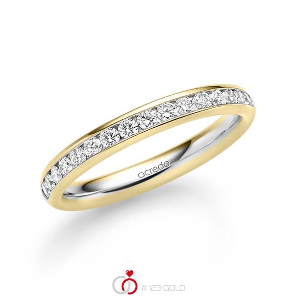 bicolor Memoire-Trauring/Ehering in Gelbgold 585 Weißgold 585 halbausgefasst mit zus. 0,48 ct. Brillant tw, si von acredo - A-1722-2 bicolor Memoire-Trauring/Ehering in Gelbgold 585 Weißgold 585 halbausgefasst mit zus. 0,48 ct. Brillant tw, si von acredo - A-1722-2