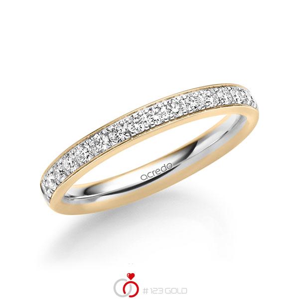 bicolor Memoire-Trauring/Ehering in Roségold 585 Weißgold 585 halbausgefasst mit zus. 0,4 ct. Brillant tw, si von acredo - A-1727-3 bicolor Memoire-Trauring/Ehering in Roségold 585 Weißgold 585 halbausgefasst mit zus. 0,4 ct. Brillant tw, si von acredo - A-1727-3