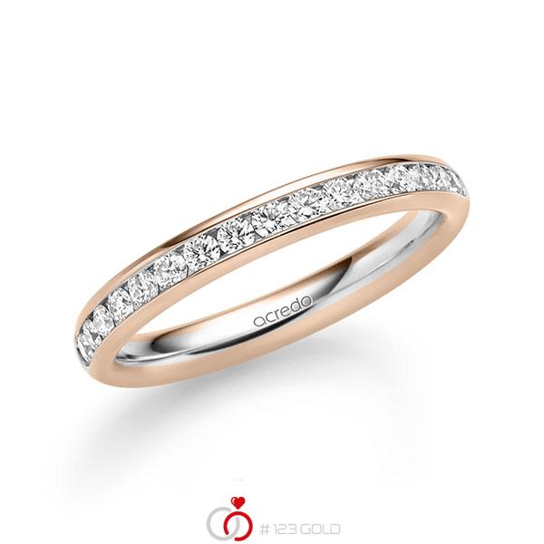 bicolor Memoire-Trauring/Ehering in Rotgold 585 Weißgold 585 halbausgefasst mit zus. 0,48 ct. Brillant tw, si von acredo - A-1722-3 bicolor Memoire-Trauring/Ehering in Rotgold 585 Weißgold 585 halbausgefasst mit zus. 0,48 ct. Brillant tw, si von acredo - A-1722-3