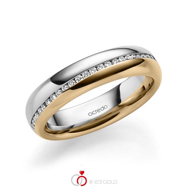 bicolor Memoire-Trauring/Ehering in Weißgold 585 Roségold 585 halbausgefasst mit zus. 0,2 ct. Brillant tw, si von acredo - A-1629-14 bicolor Memoire-Trauring/Ehering in Weißgold 585 Roségold 585 halbausgefasst mit zus. 0,2 ct. Brillant tw, si von acredo - A-1629-14