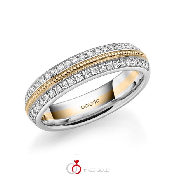 bicolor Memoire-Trauring/Ehering in Weißgold 585 Roségold 585 halbausgefasst mit zus. 0,384 ct. Brillant tw, si von acredo - A-1759-14 bicolor Memoire-Trauring/Ehering in Weißgold 585 Roségold 585 halbausgefasst mit zus. 0,384 ct. Brillant tw, si von acredo - A-1759-14