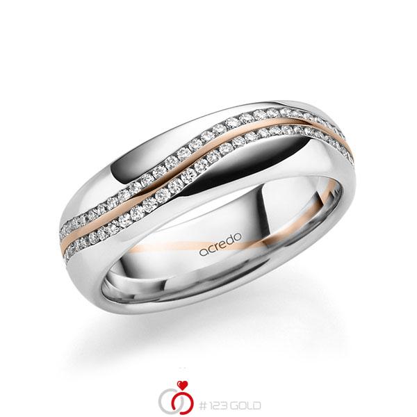bicolor Memoire-Trauring/Ehering in Weißgold 585 Rotgold 585 vollausgefasst mit zus. 0,59 ct. Brillant tw, si von acredo - A-1711-23 bicolor Memoire-Trauring/Ehering in Weißgold 585 Rotgold 585 vollausgefasst mit zus. 0,59 ct. Brillant tw, si von acredo - A-1711-23