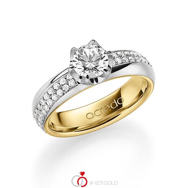 bicolor Trauring/Ehering in aussen Graugold 585 , innen Gelbgold 585 mit 0,7 ct. + zus. 0,672 ct. Brillant tw, si tw, vs von acredo - A-1542-2 bicolor Trauring/Ehering in aussen Graugold 585 , innen Gelbgold 585 mit 0,7 ct. + zus. 0,672 ct. Brillant tw, si tw, vs von acredo - A-1542-2