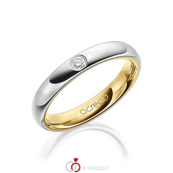 bicolor Trauring/Ehering in außen Graugold 585 , innen Gelbgold 585 mit zus. 0,06 ct. Brillant tw, si von acredo - A-1476-2 bicolor Trauring/Ehering in außen Graugold 585 , innen Gelbgold 585 mit zus. 0,06 ct. Brillant tw, si von acredo - A-1476-2