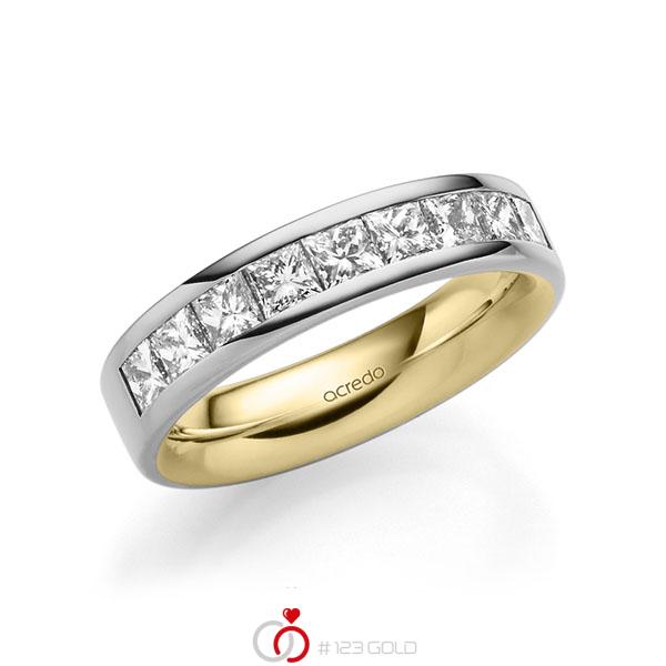 bicolor Trauring/Ehering in außen Graugold 585 , innen Gelbgold 585 mit zus. 1,2 ct. Prinzess-Diamant tw, si von acredo - A-1678-12 bicolor Trauring/Ehering in außen Graugold 585 , innen Gelbgold 585 mit zus. 1,2 ct. Prinzess-Diamant tw, si von acredo - A-1678-12