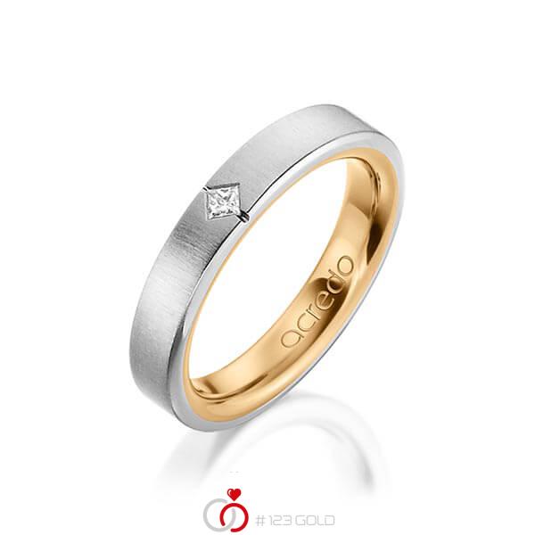 bicolor Trauring/Ehering in aussen Graugold 585 , innen Roségold 585 mit zus. 0,05 ct. Prinzess-Diamant tw, si von acredo - A-1479-3 bicolor Trauring/Ehering in aussen Graugold 585 , innen Roségold 585 mit zus. 0,05 ct. Prinzess-Diamant tw, si von acredo - A-1479-3