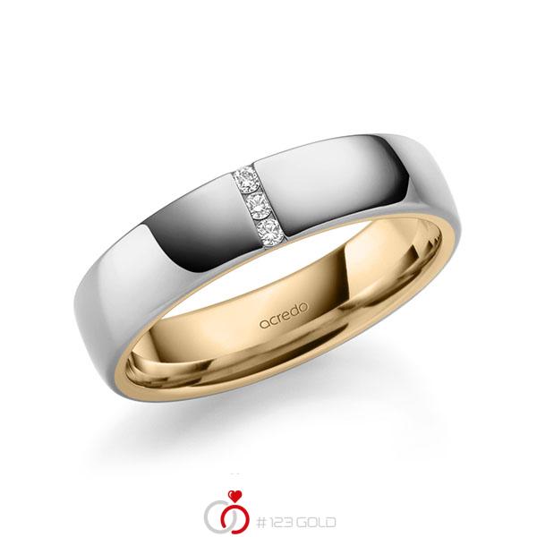 bicolor Trauring/Ehering in außen Graugold 585 , innen Roségold 585 mit zus. 0,06 ct. Brillant tw, si von acredo - A-1940-14 bicolor Trauring/Ehering in außen Graugold 585 , innen Roségold 585 mit zus. 0,06 ct. Brillant tw, si von acredo - A-1940-14