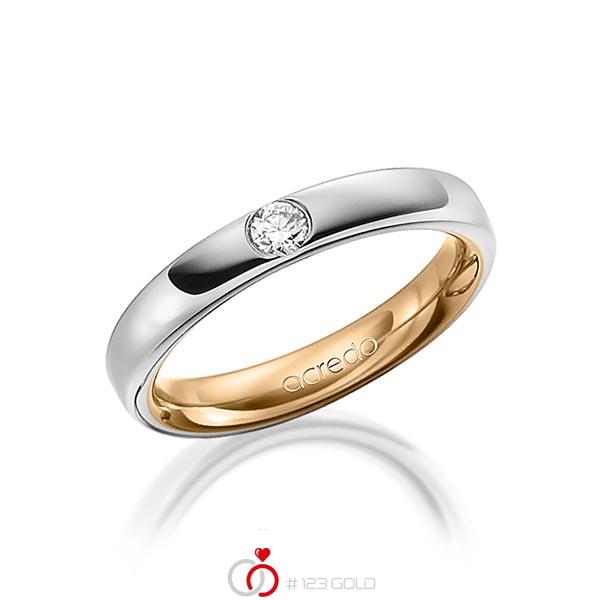 bicolor Trauring/Ehering in aussen Graugold 585 , innen Roségold 585 mit zus. 0,12 ct. Brillant tw, si von acredo - A-1477-9 bicolor Trauring/Ehering in aussen Graugold 585 , innen Roségold 585 mit zus. 0,12 ct. Brillant tw, si von acredo - A-1477-9