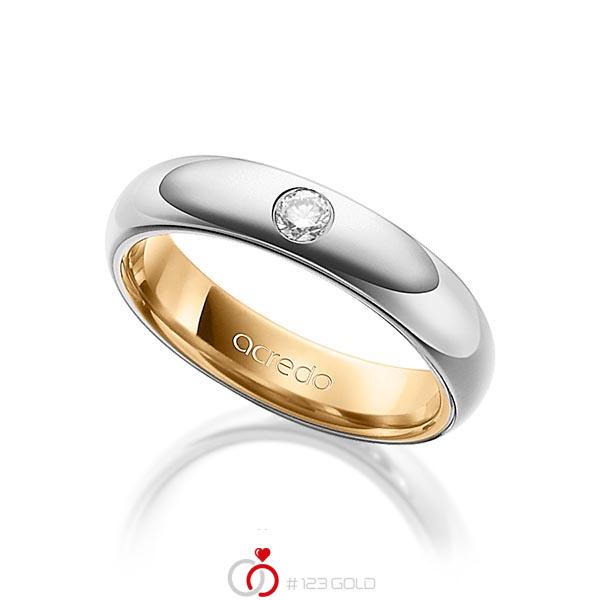 bicolor Trauring/Ehering in außen Graugold 585 , innen Roségold 585 mit zus. 0,1 ct. Brillant tw, si von acredo - A-1480-10 bicolor Trauring/Ehering in außen Graugold 585 , innen Roségold 585 mit zus. 0,1 ct. Brillant tw, si von acredo - A-1480-10