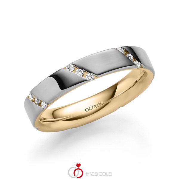 bicolor Trauring/Ehering in außen Graugold 585 , innen Roségold 585 mit zus. 0,21 ct. Brillant tw, si von acredo - A-1977-12 bicolor Trauring/Ehering in außen Graugold 585 , innen Roségold 585 mit zus. 0,21 ct. Brillant tw, si von acredo - A-1977-12