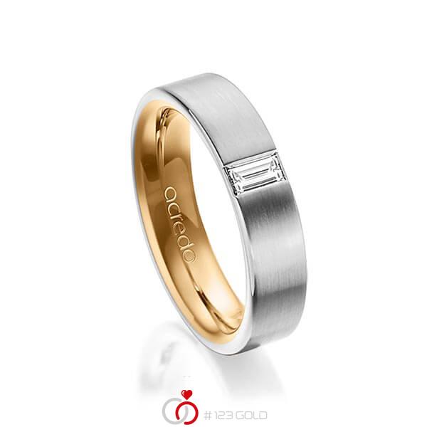 bicolor Trauring/Ehering in außen Graugold 585 , innen Roségold 585 mit zus. 0,2 ct. Baguette-Diamant tw, vs von acredo - A-1481-2 bicolor Trauring/Ehering in außen Graugold 585 , innen Roségold 585 mit zus. 0,2 ct. Baguette-Diamant tw, vs von acredo - A-1481-2