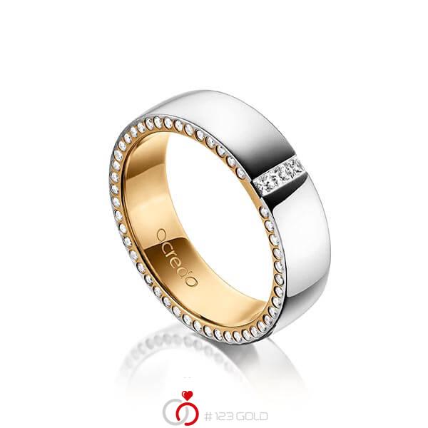 bicolor Trauring/Ehering in außen Graugold 585 , innen Roségold 585 mit zus. 0,325 ct. Prinzess-Diamant & Brillant tw, si von acredo - A-1496-1 bicolor Trauring/Ehering in außen Graugold 585 , innen Roségold 585 mit zus. 0,325 ct. Prinzess-Diamant & Brillant tw, si von acredo - A-1496-1