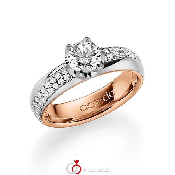 bicolor Trauring/Ehering in aussen Graugold 585 , innen Rotgold 585 mit 0,7 ct. + zus. 0,672 ct. Brillant tw, si tw, vs von acredo - A-1542-3 bicolor Trauring/Ehering in aussen Graugold 585 , innen Rotgold 585 mit 0,7 ct. + zus. 0,672 ct. Brillant tw, si tw, vs von acredo - A-1542-3