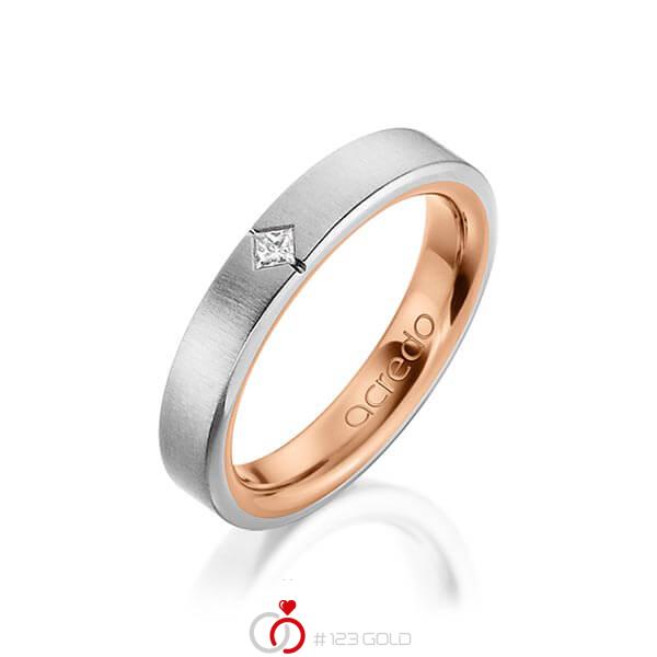 bicolor Trauring/Ehering in aussen Graugold 585 , innen Rotgold 585 mit zus. 0,05 ct. Prinzess-Diamant tw, si von acredo - A-1479-1 bicolor Trauring/Ehering in aussen Graugold 585 , innen Rotgold 585 mit zus. 0,05 ct. Prinzess-Diamant tw, si von acredo - A-1479-1