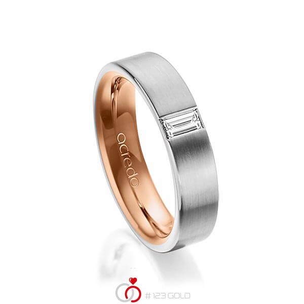 bicolor Trauring/Ehering in außen Graugold 585 , innen Rotgold 585 mit zus. 0,2 ct. Baguette-Diamant tw, vs von acredo - A-1481-3 bicolor Trauring/Ehering in außen Graugold 585 , innen Rotgold 585 mit zus. 0,2 ct. Baguette-Diamant tw, vs von acredo - A-1481-3