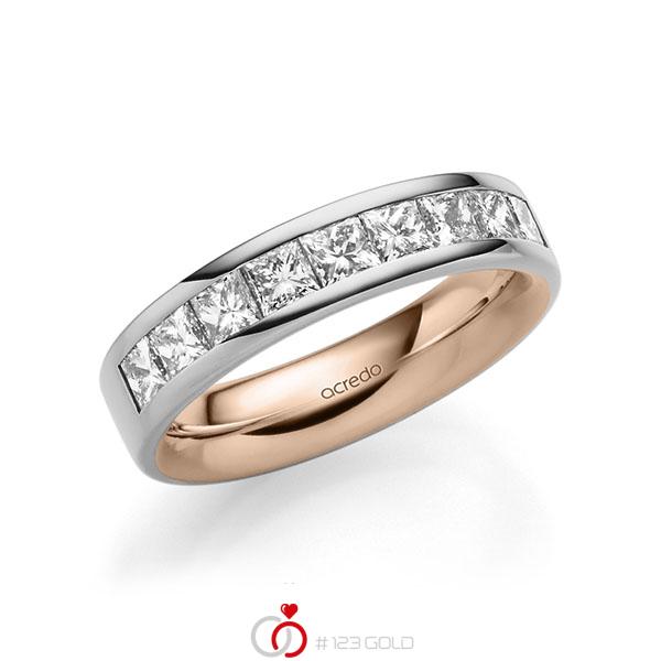 bicolor Trauring/Ehering in außen Graugold 585 , innen Rotgold 585 mit zus. 1,2 ct. Prinzess-Diamant tw, si von acredo - A-1678-14 bicolor Trauring/Ehering in außen Graugold 585 , innen Rotgold 585 mit zus. 1,2 ct. Prinzess-Diamant tw, si von acredo - A-1678-14