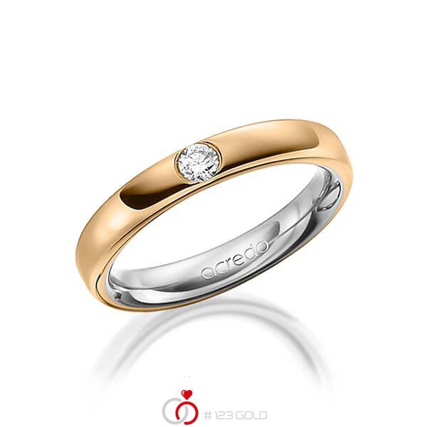 bicolor Trauring/Ehering in aussen Roségold 585 , innen Graugold 585 mit zus. 0,12 ct. Brillant tw, si von acredo - A-1477-1 bicolor Trauring/Ehering in aussen Roségold 585 , innen Graugold 585 mit zus. 0,12 ct. Brillant tw, si von acredo - A-1477-1