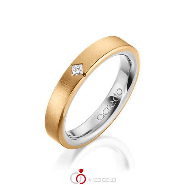 bicolor Trauring/Ehering in außen Roségold 750 , innen Platin 950 mit zus. 0,05 ct. Prinzess-Diamant tw, si von acredo - A-1479-12 bicolor Trauring/Ehering in außen Roségold 750 , innen Platin 950 mit zus. 0,05 ct. Prinzess-Diamant tw, si von acredo - A-1479-12