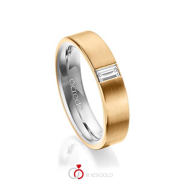 bicolor Trauring/Ehering in aussen Roségold 750 , innen Platin 950 mit zus. 0,2 ct. Baguette-Diamant tw, vs von acredo - A-1481-14 bicolor Trauring/Ehering in aussen Roségold 750 , innen Platin 950 mit zus. 0,2 ct. Baguette-Diamant tw, vs von acredo - A-1481-14