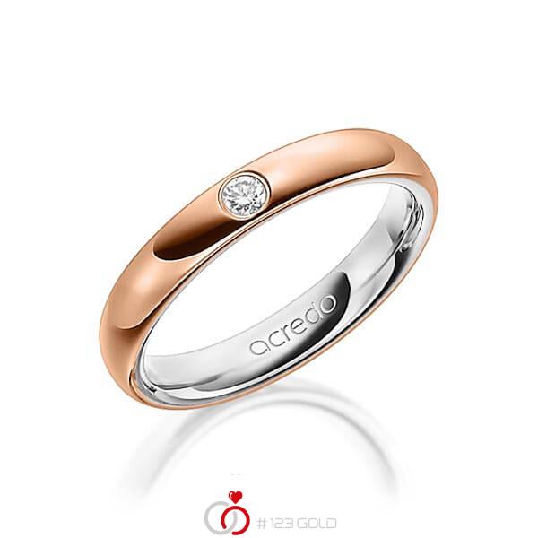 bicolor Trauring/Ehering in aussen Rotgold 750 , innen Platin 950 mit zus. 0,06 ct. Brillant tw, si von acredo - A-1476-14 bicolor Trauring/Ehering in aussen Rotgold 750 , innen Platin 950 mit zus. 0,06 ct. Brillant tw, si von acredo - A-1476-14