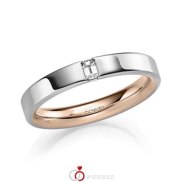 bicolor Trauring/Ehering in aussen Weissgold 585 , innen Rotgold 585 mit zus. 0,1 ct. tw, vs von acredo - A-2136-11 bicolor Trauring/Ehering in aussen Weissgold 585 , innen Rotgold 585 mit zus. 0,1 ct. tw, vs von acredo - A-2136-11