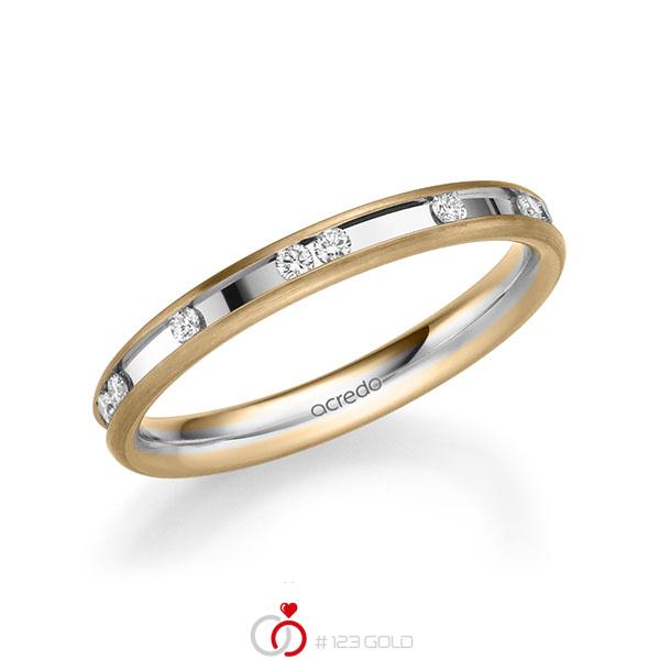 bicolor Trauring/Ehering in Roségold 585 Weissgold 585 mit zus. 0,225 ct. Brillant tw, si von acredo - A-2209-2 bicolor Trauring/Ehering in Roségold 585 Weissgold 585 mit zus. 0,225 ct. Brillant tw, si von acredo - A-2209-2