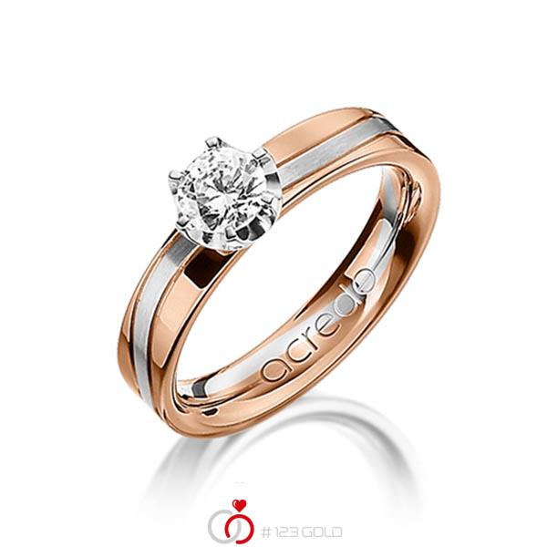 bicolor Trauring/Ehering in Rotgold 750 Weißgold 750 mit 0,4 ct. Brillant tw, si von acredo - A-1210-9 bicolor Trauring/Ehering in Rotgold 750 Weißgold 750 mit 0,4 ct. Brillant tw, si von acredo - A-1210-9