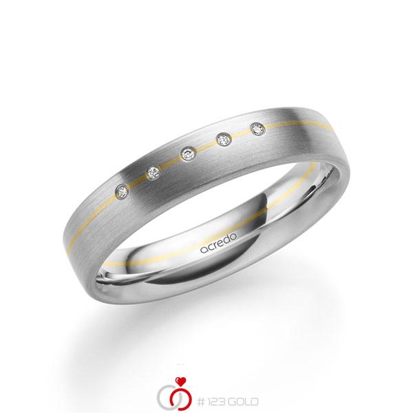 bicolor Trauring/Ehering in Weißgold 585 Gelbgold 585 mit zus. 0,025 ct. Brillant tw, si von acredo - A-2186-10 bicolor Trauring/Ehering in Weißgold 585 Gelbgold 585 mit zus. 0,025 ct. Brillant tw, si von acredo - A-2186-10