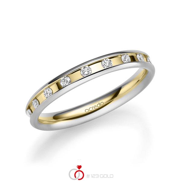 bicolor Trauring/Ehering in Weißgold 585 Gelbgold 585 mit zus. 0,18 ct. Brillant tw, si von acredo - A-2217-6 bicolor Trauring/Ehering in Weißgold 585 Gelbgold 585 mit zus. 0,18 ct. Brillant tw, si von acredo - A-2217-6