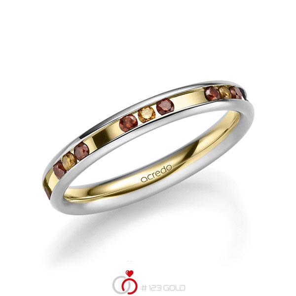 bicolor Trauring/Ehering in Weißgold 585 Gelbgold 585 mit zus. 0,42 ct. Brillant Red Cherry cognac von acredo - A-2219-3 bicolor Trauring/Ehering in Weißgold 585 Gelbgold 585 mit zus. 0,42 ct. Brillant Red Cherry cognac von acredo - A-2219-3
