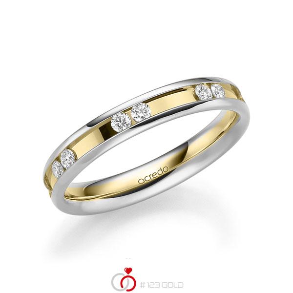bicolor Trauring/Ehering in Weissgold 585 Gelbgold 585 mit zus. 0,42 ct. Brillant tw, si von acredo - A-2206-1 bicolor Trauring/Ehering in Weissgold 585 Gelbgold 585 mit zus. 0,42 ct. Brillant tw, si von acredo - A-2206-1