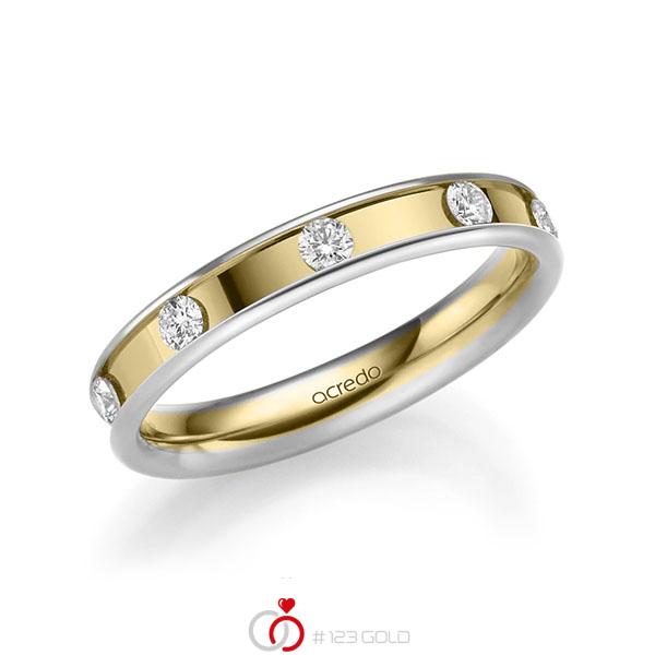 bicolor Trauring/Ehering in Weißgold 585 Gelbgold 585 mit zus. 0,45 ct. Brillant tw, vs von acredo - A-2210-1 bicolor Trauring/Ehering in Weißgold 585 Gelbgold 585 mit zus. 0,45 ct. Brillant tw, vs von acredo - A-2210-1