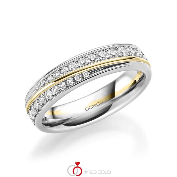 bicolor Trauring/Ehering in Weissgold 585 Gelbgold 585 mit zus. 0,964 ct. Brillant tw, si von acredo - A-1631-13 bicolor Trauring/Ehering in Weissgold 585 Gelbgold 585 mit zus. 0,964 ct. Brillant tw, si von acredo - A-1631-13