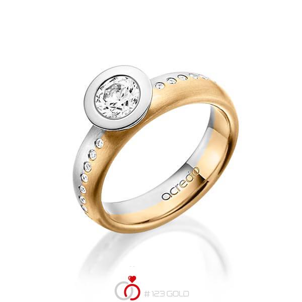 bicolor Trauring/Ehering in Weißgold 585 Roségold 585 mit 0,4 ct. + zus. 0,175 ct. Brillant tw, vs tw, si von acredo - A-1493-2 bicolor Trauring/Ehering in Weißgold 585 Roségold 585 mit 0,4 ct. + zus. 0,175 ct. Brillant tw, vs tw, si von acredo - A-1493-2