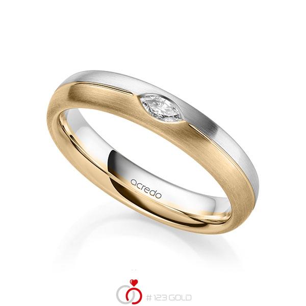 bicolor Trauring/Ehering in Weißgold 585 Roségold 585 mit zus. 0,1 ct. tw, vs von acredo - A-2143-10 bicolor Trauring/Ehering in Weißgold 585 Roségold 585 mit zus. 0,1 ct. tw, vs von acredo - A-2143-10