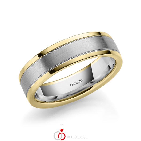 Bicolor trouwring in geelgoud 14 kt. grijsgoud 14 kt. van acredo - A-1974-21 Bicolor trouwring in geelgoud 14 kt. grijsgoud 14 kt. van acredo - A-1974-21
