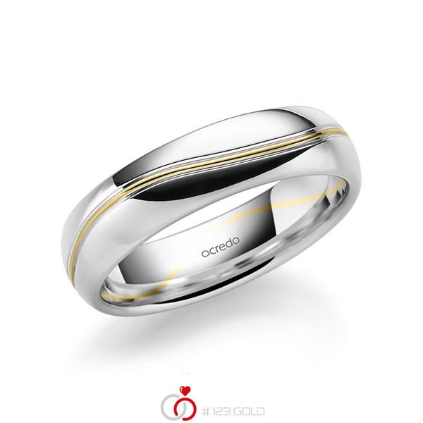 Bicolor trouwring in witgoud 14 kt. geelgoud 14 kt. van acredo - A-1711-13 Bicolor trouwring in witgoud 14 kt. geelgoud 14 kt. van acredo - A-1711-13