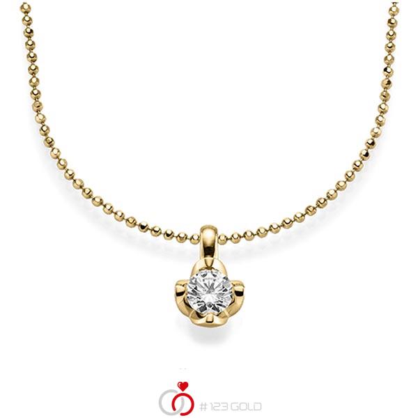 collier met hanger in geelgoud 14 kt. met 0,5 ct. Briljant tw/si van acredo - A-1565-1 collier met hanger in geelgoud 14 kt. met 0,5 ct. Briljant tw/si van acredo - A-1565-1